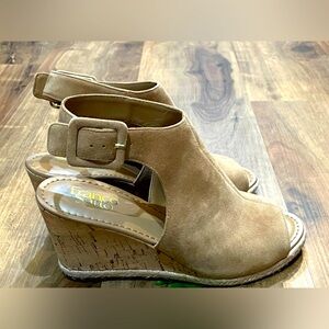 Franco Sarto 8.5 leather suede cork wedges